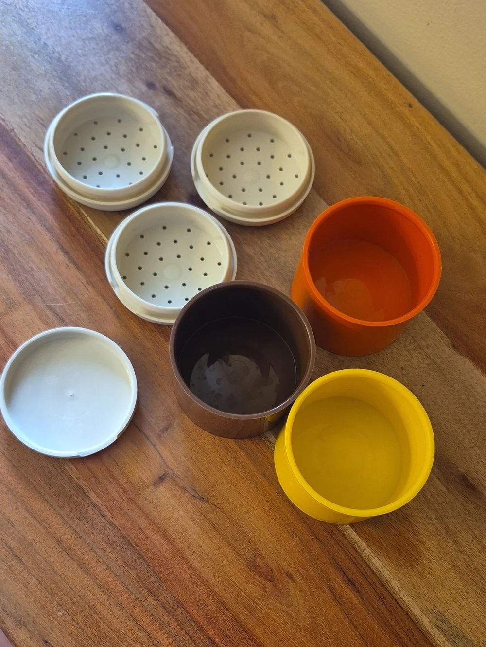 Vintage Tupperware Stackable Salt & Pepper / Spice Containers